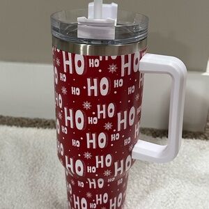Holiday "HO HO" Insulated Travel Tumbler - Red & White